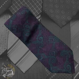 Jimmy Pike Purple and Green Abstract Tie